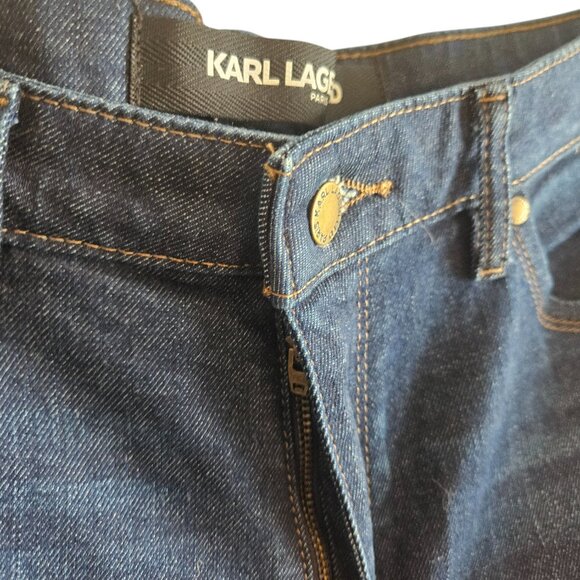 Karl Lagerfeld Straigt Leg Logo Taping Mid Rise Ankle Jean - Picture 10 of 12